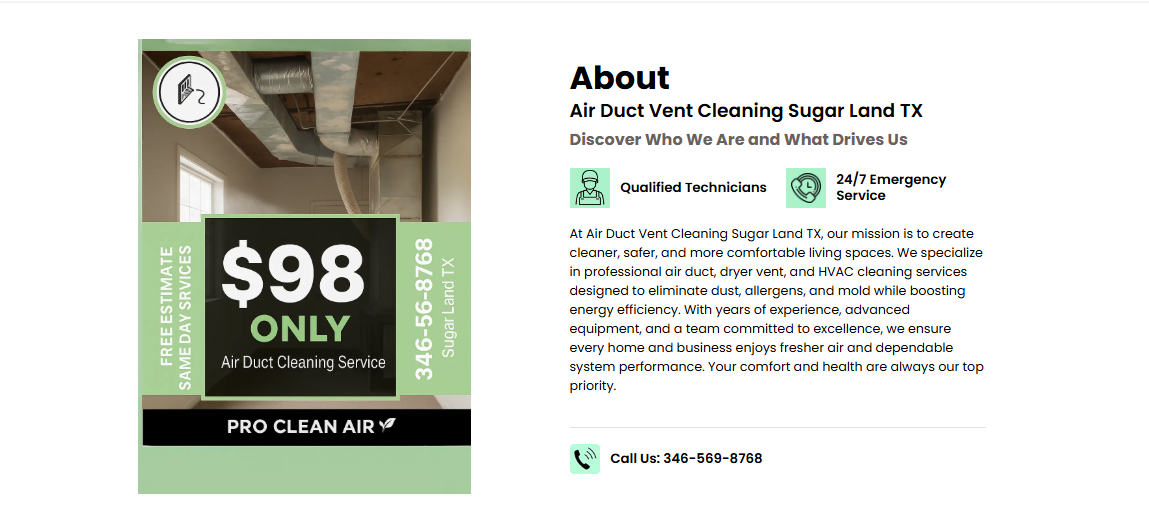 Air Duct Vent Cleaning Sugar Land TX